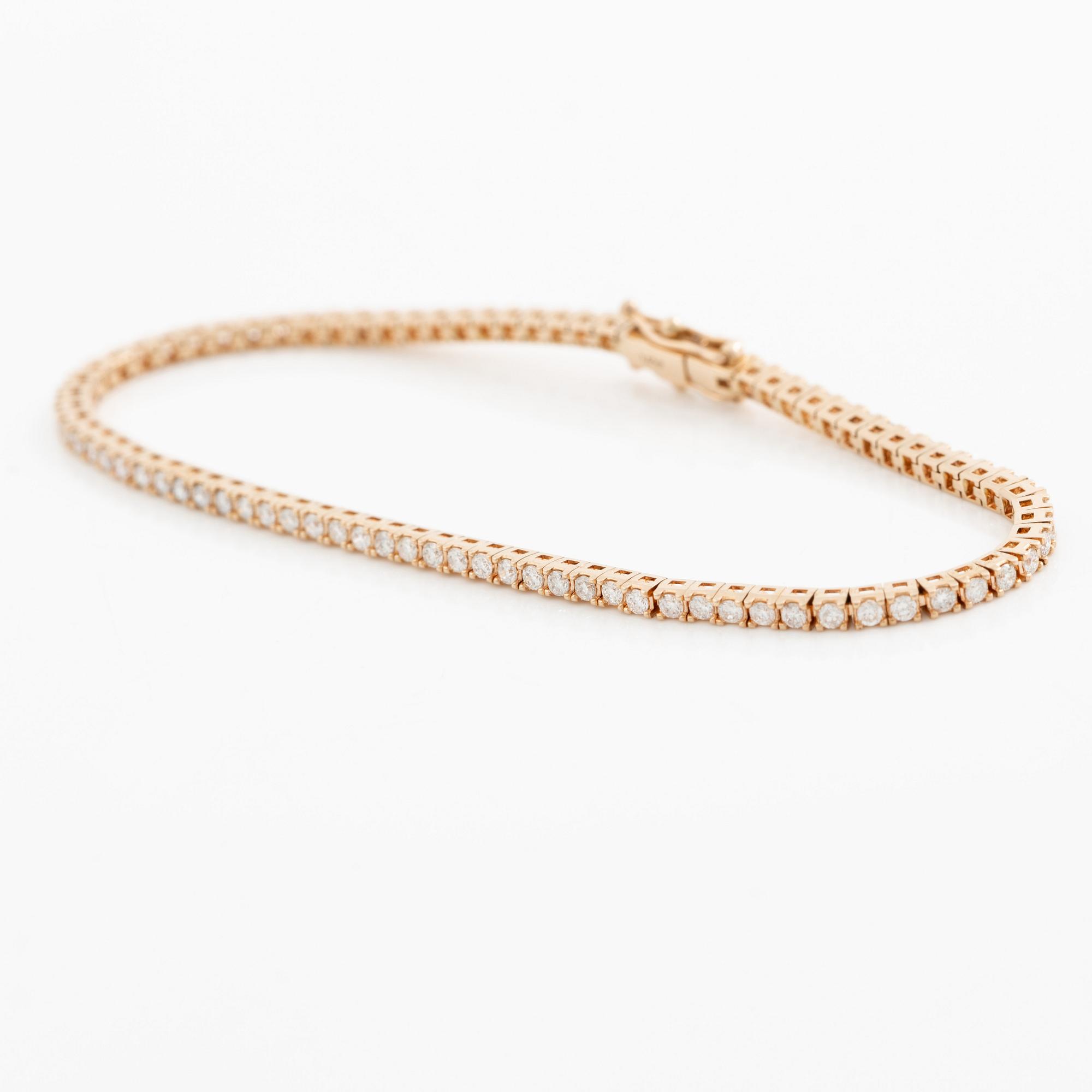 Tennisarmband 18K roséguld med briljantslipade diamanter.