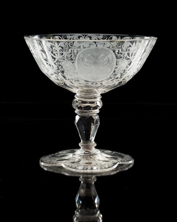 KONFEKTSKÅL, glas. Schlesien, 1740-tal.