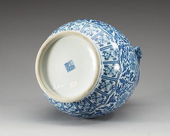 A large blue and white vase, Qing dynasty, with Qianlong seal mark.