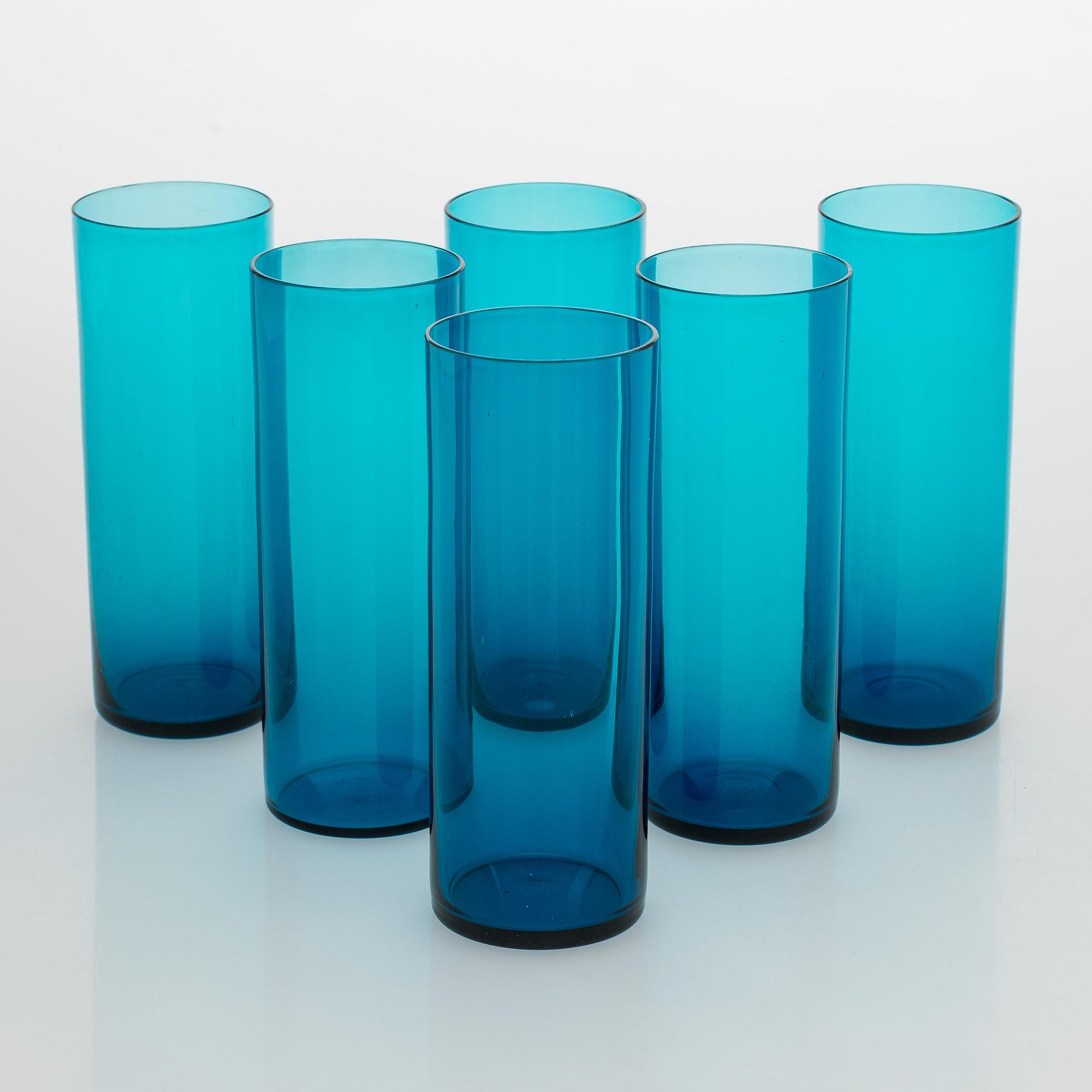 Nanny Still, a glass jug, model 1743, and drinking glasses 6 pcs, "Harlequin" Riihimäki Glassworks.