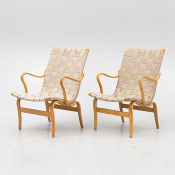 Bruno Mathsson, a pair of 'Eva' armchairs, Karl Mathsson Värnamo 1961 and 1962.