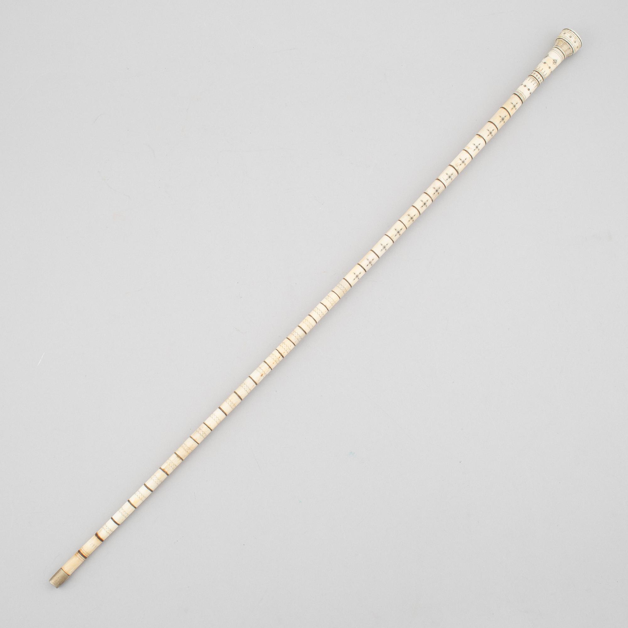 Unidentified craftsman, reindeer antler stick. signed Ns 1959.