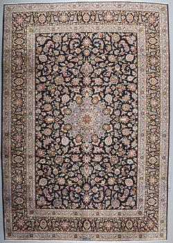 A KESHAN RUG, SIGNED, 384 x 266 cm.