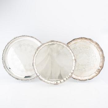 Brickor/Uppläggningsfat 5 st nysilver 1900-talets första hälft.