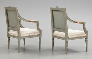 KARMSTOLAR, ett par, gustavianska, Stockholm, 1700-tal.