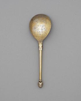 A 17th century silver-gilt spoon, un identified makers mark, possibly Norway.