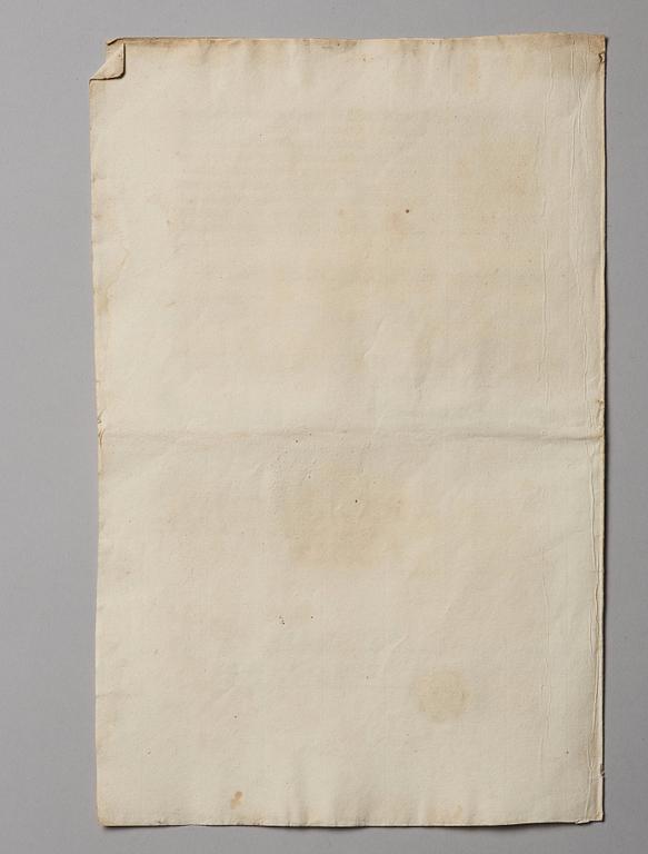 Aktiebrev, Ahlingsåhs Manufaktur Werk (Manufactur-Societet), No 212, 1728, ett tryckt förordnande medföljer.