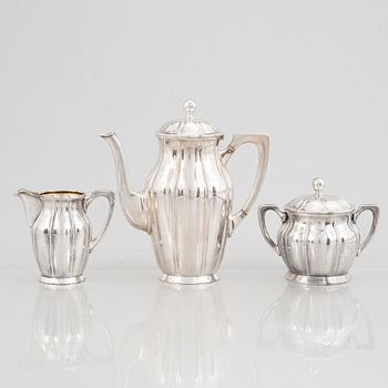 Kaffeservis, 3 delar, silver, CG Hallberg, Stockholm 1923.