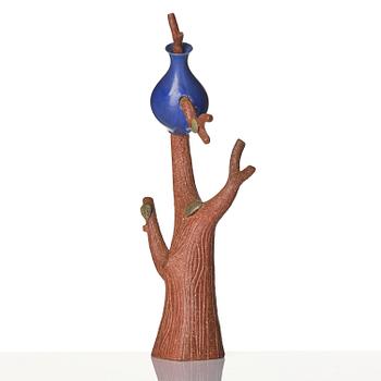 Stig Lindberg, a "Trädet och Krukan" (The Tree and the Pot) stoneware sculpture, with vase by Berndt Friberg, Gustavsberg Studio 1940s.
