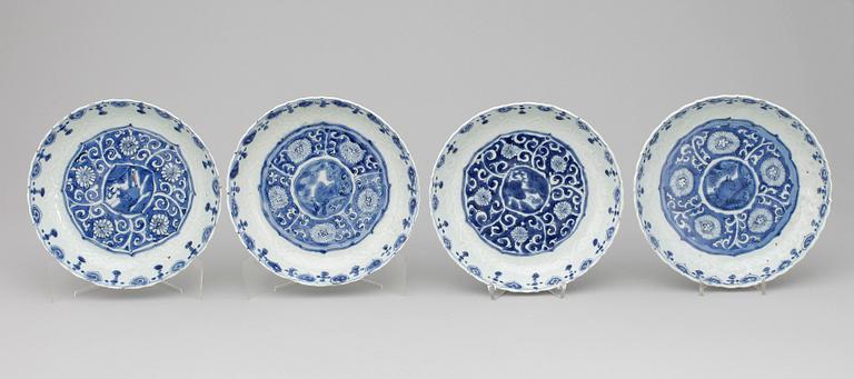 A set of four blue and white dishes, Ming dynasty, Wanli (1573-1620).