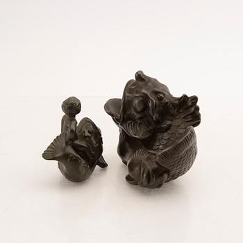 Just Andersen, a set of two bronze sculpture/vases Denmark.