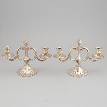 Kandelabrar, ett par, silver, svensk importstämpel.