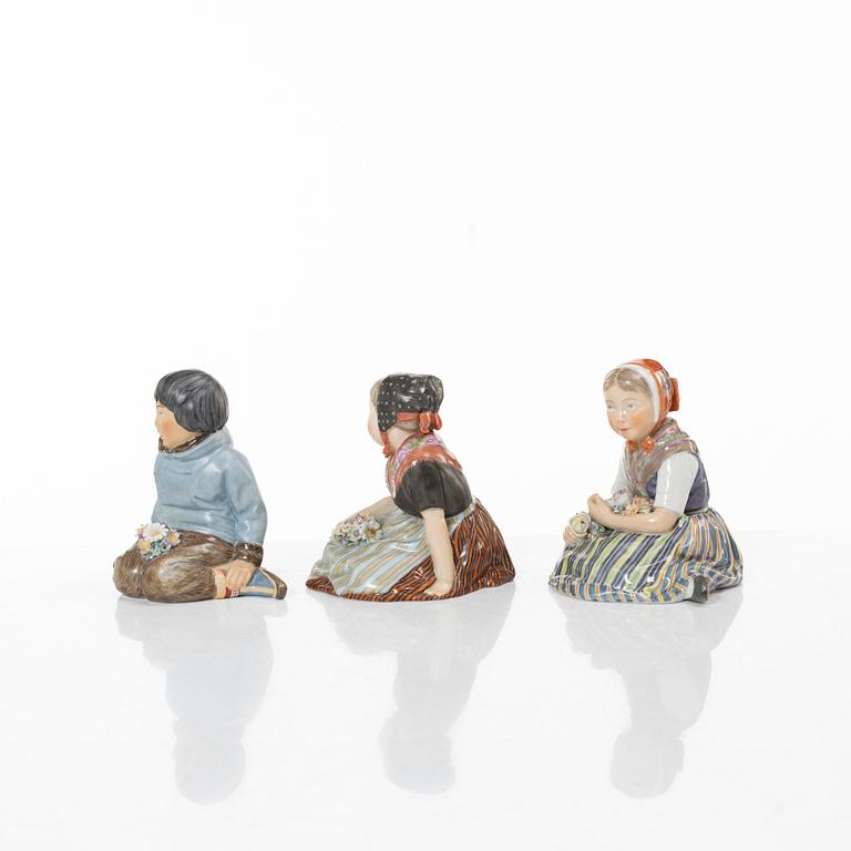 A group of six Danish porcelain figures, Carl Martin-Mansen for Royal Copenhagen, 20th century.