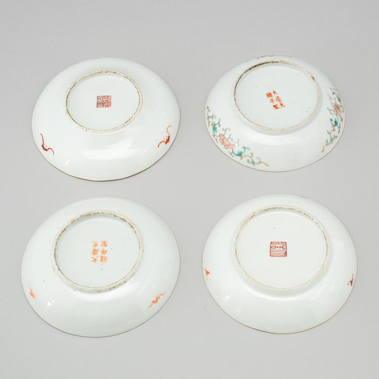 A group of various cups and saucers, Chinese and European, 18th-19th century.