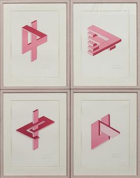 OSCAR REUTERSVÄRD, 4 st. färglitografi, signerade, E.A.