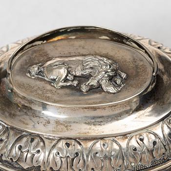 A Swedish silver Empire sugar box, mark of Jacob Gustaf Bursell, Jönköping 1834.