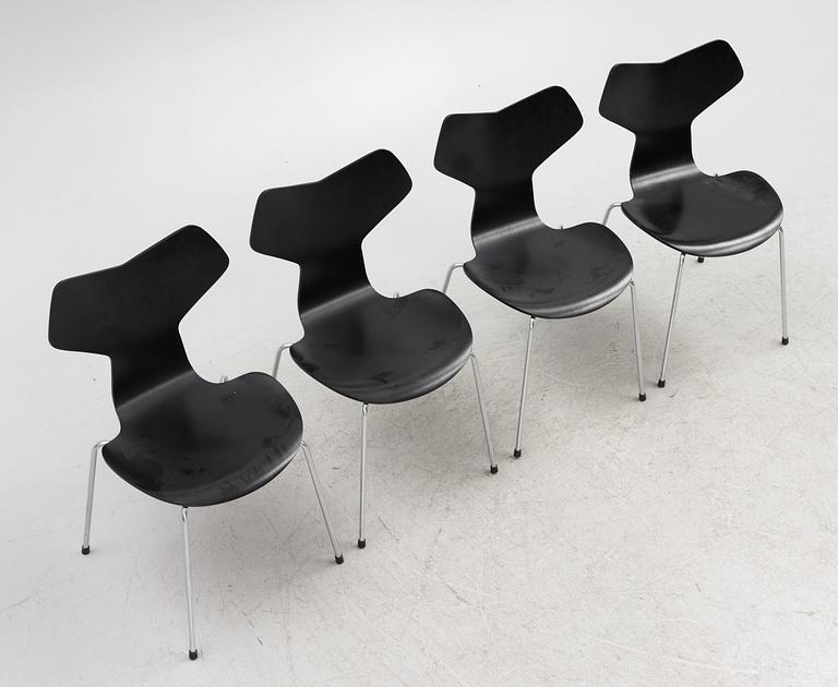 Arne Jacobsen, a set of four 'Grand Prix' chairs, Fritz Hansen, Denmark, 2006.