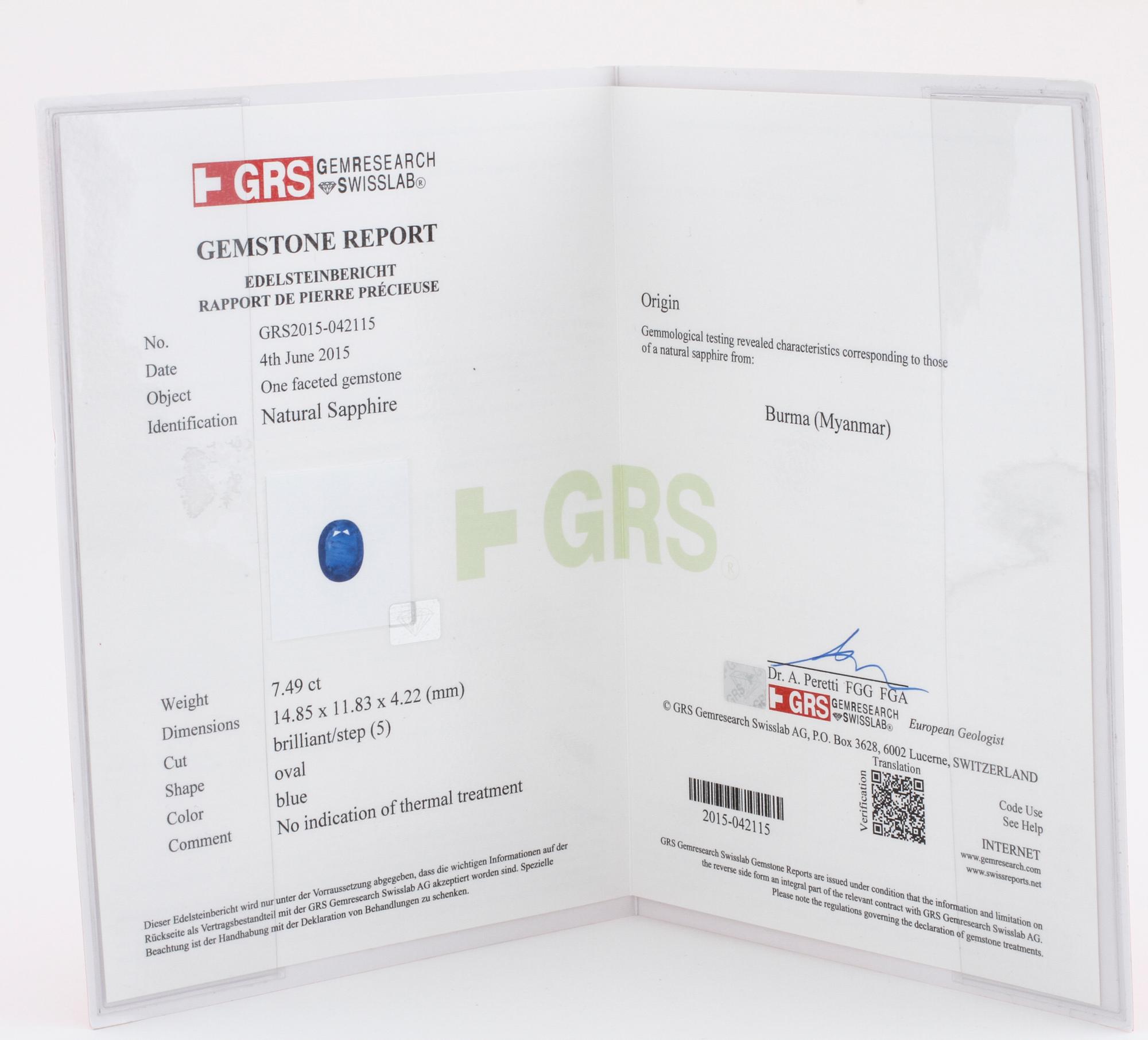 RING, med safir 7.49 ct och baguetteslipade diamanter.