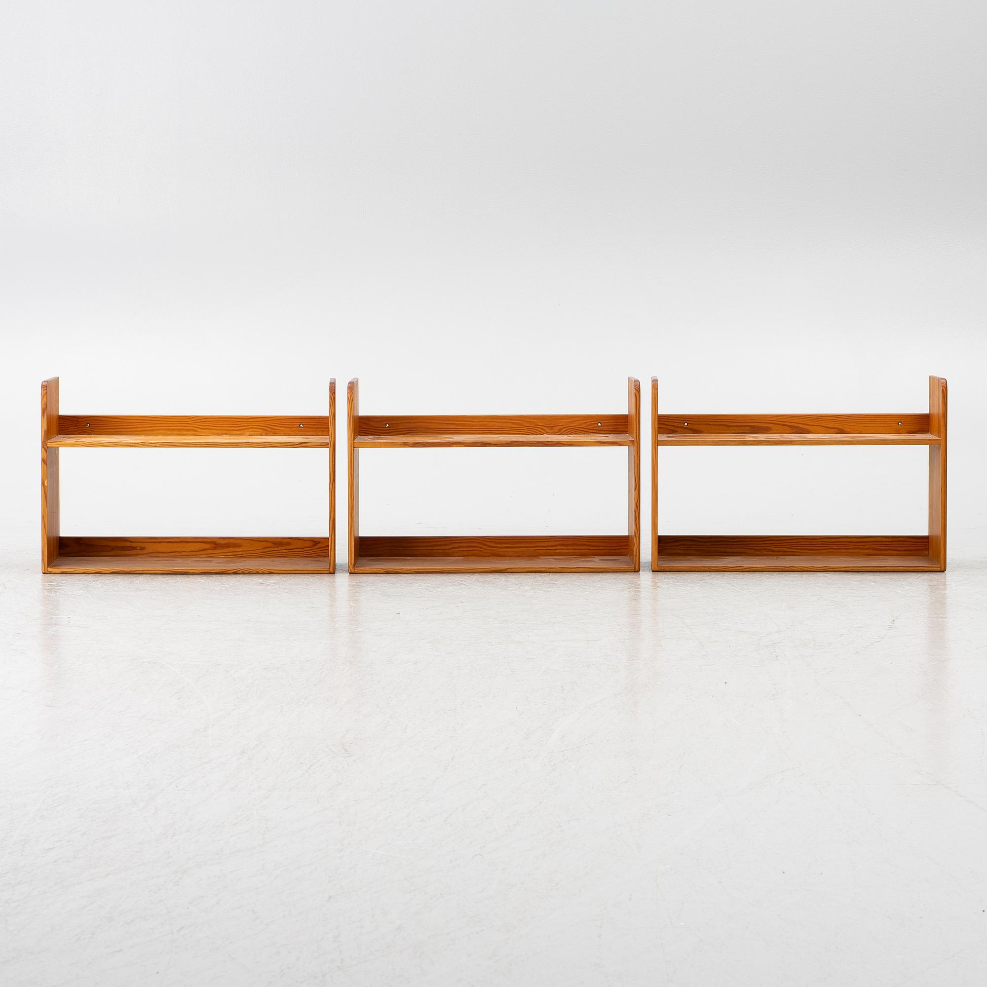 Børge Mogensen, Wall-mounted shelves, 3 pieces, probably Karl Andersson & Söner, second half of the 20th century.