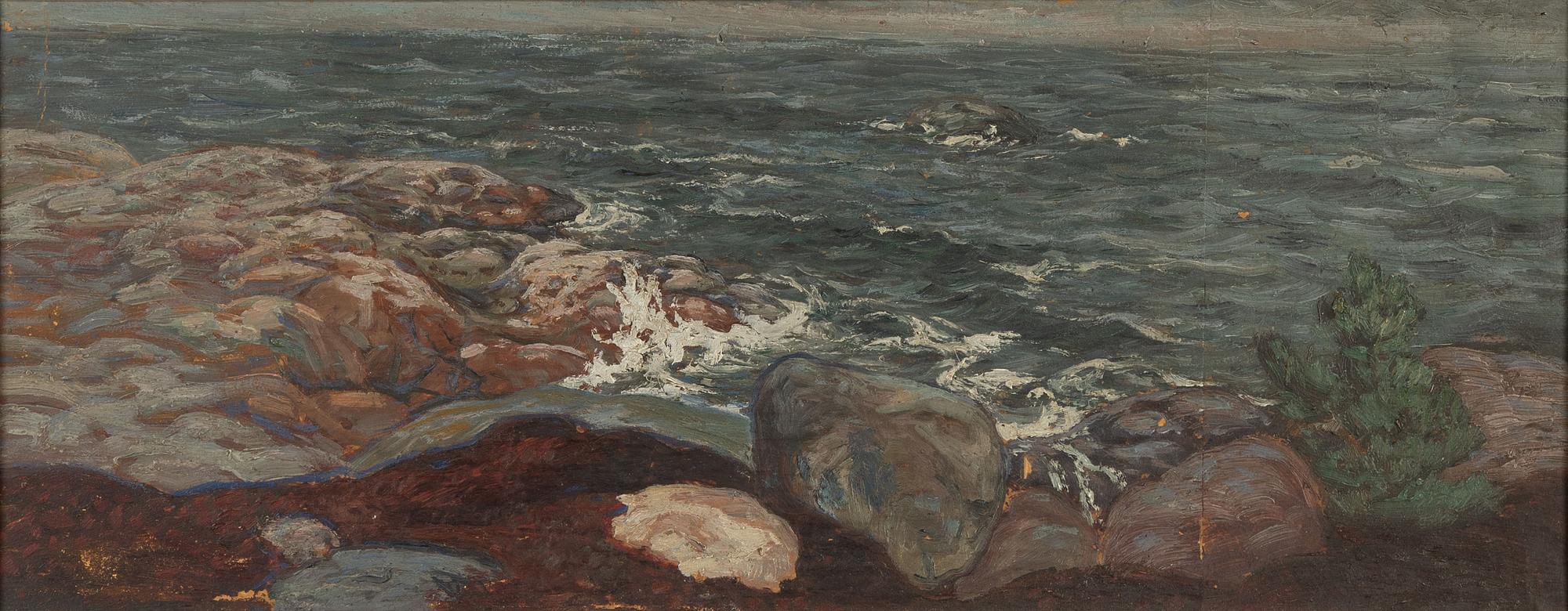 Helmer Osslund, oil on grease proof paper/paper-panel, signed below the frame (left).