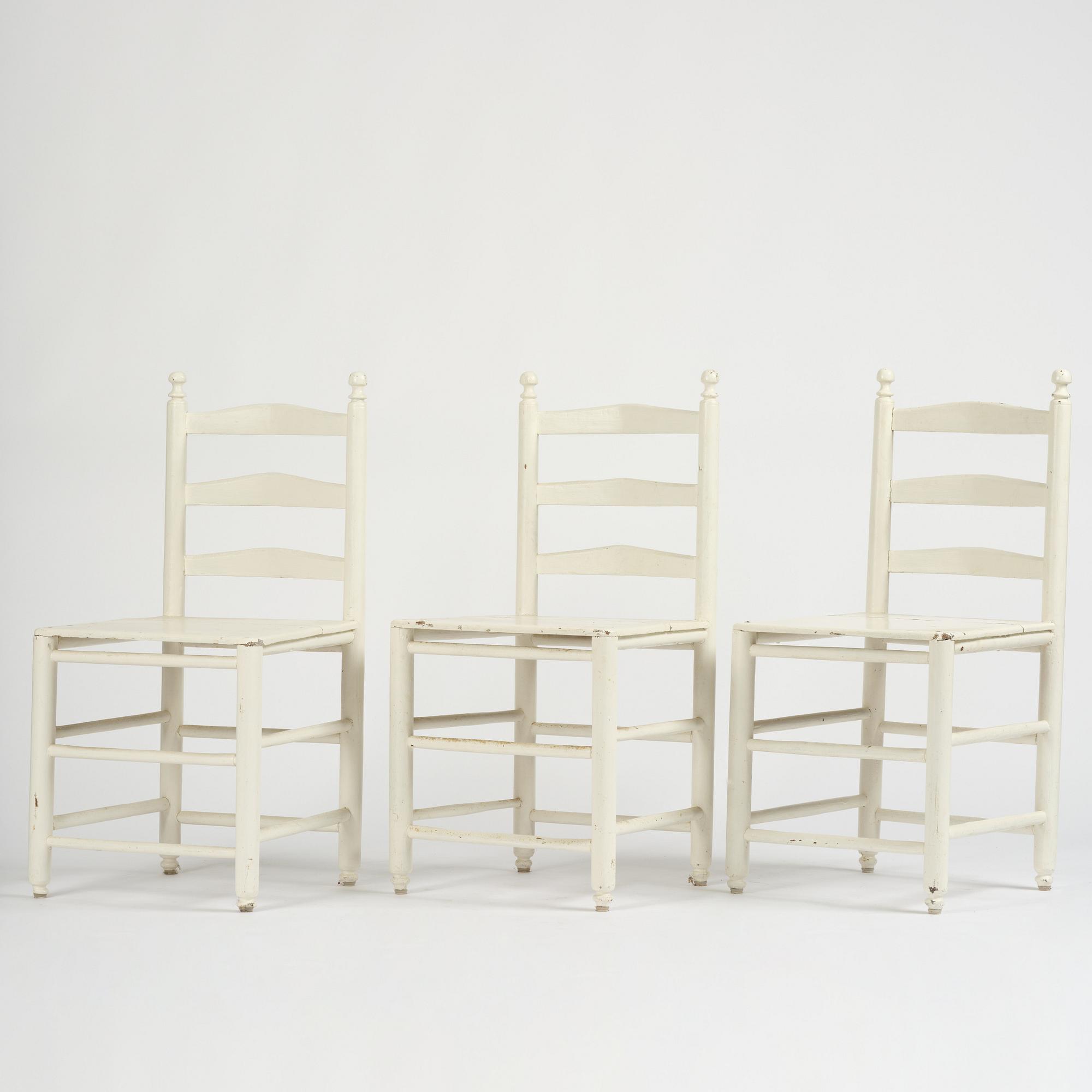 A set of three Gustavian ladderback chairs, late 18th/ early 19th century.