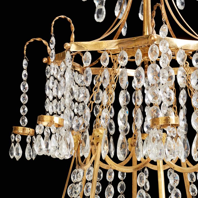 A Swedish late Gustavian circa 1800 eight-light chandelier attributed to Carl Henrik Brolin (1765-1832).