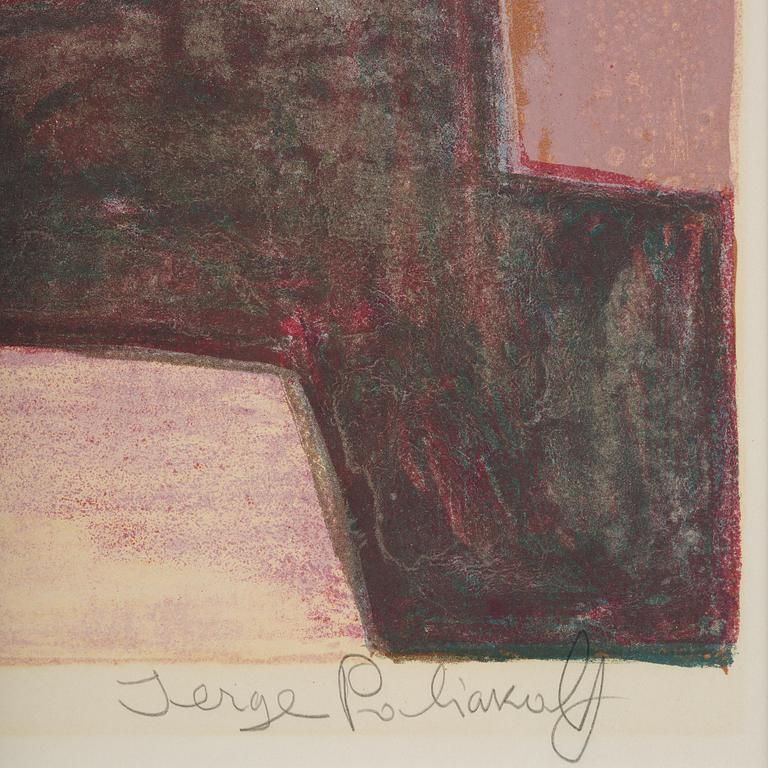 Serge Poliakoff, "Composition rouge, carmin et jaune".