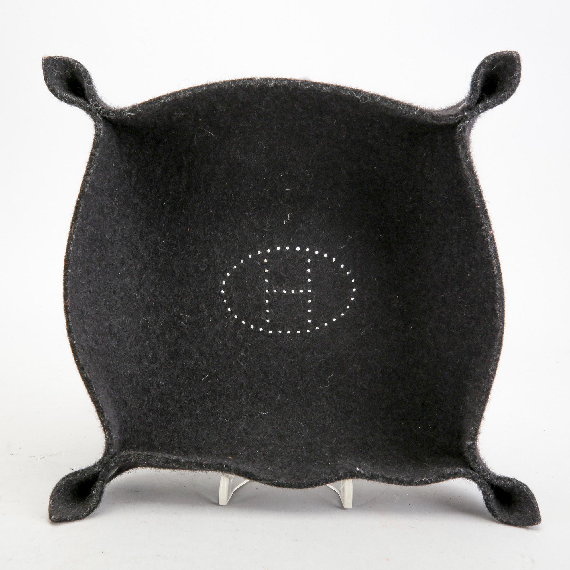Hermès, a set of two leather and felt "Change trays".