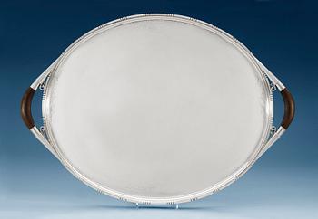 913. A JOHAN ROHDE sterling tray, handles with wood, by Georg Jensen, Copenhagen 1945-77, design nr 251 A.