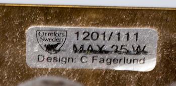 VÄGGLAMPOR, ett par, Orrefors. 1950-tal.