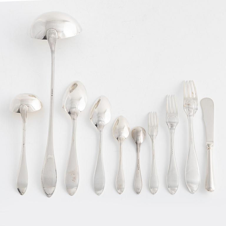 A Swedish Silver Cutlery, model 'Svensk Spetsig', mark of CG Hallberg, some Stockholm 1906  (147 pieces,).