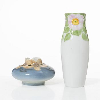 Rörstrand, vases, 2 pcs, Art Nouveau, early 20th century.