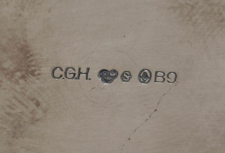 PARTI SILVER, 7 delar silver, bland annat Cg Hallberg, Stockholm, 1938. Totalvikt ca 972g.