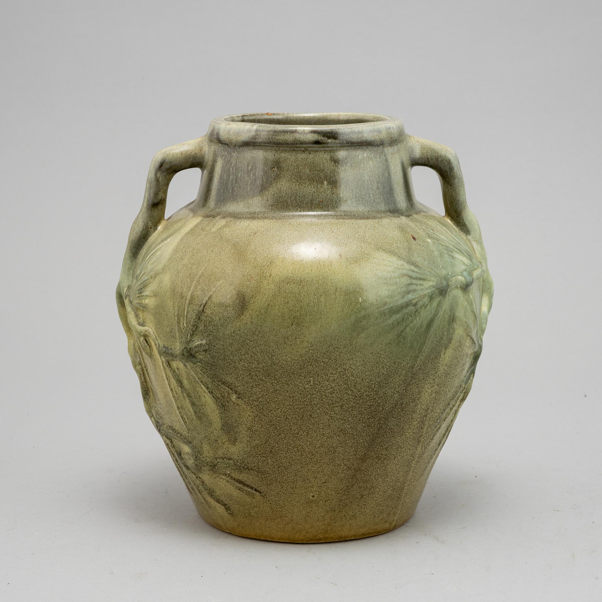 Albin Hamberg, a stoneware Art Nouveau urn, Höganäs, early 20th Century.