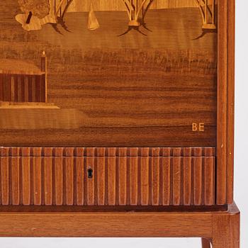 Erik Mattsson, "Stockholm 1", a cabinet, ed. 12/12, executed by Birger Ekman, Mjölby Intarsia for AB Harry Carlsson Stockholm, 1944.