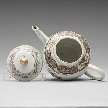 A grisaille teapot with cover, Qing dynasty, Qianlong (1736-95).