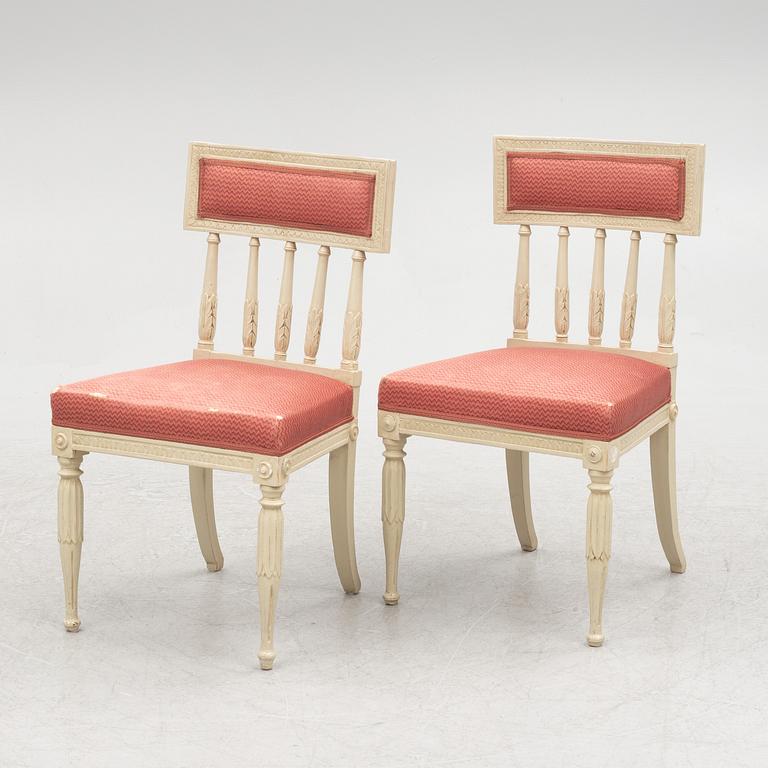 A set of five late Gustavian chairs, circa 1800.