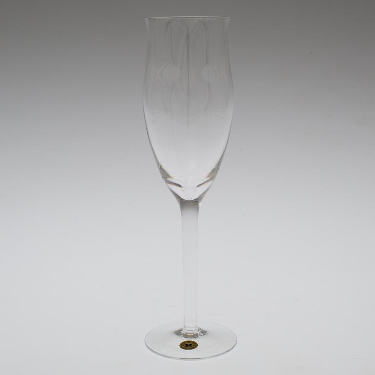 A set of twelve "Operakällaren" champagne glasses by Reijmyre Glasbruk.