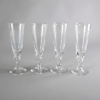 A set of 12 Champagne glass "Antik" Reijmyre second half of the 20th century.