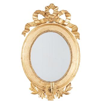 A pair of Gustavian late 18th century one-light girandole mirrors.