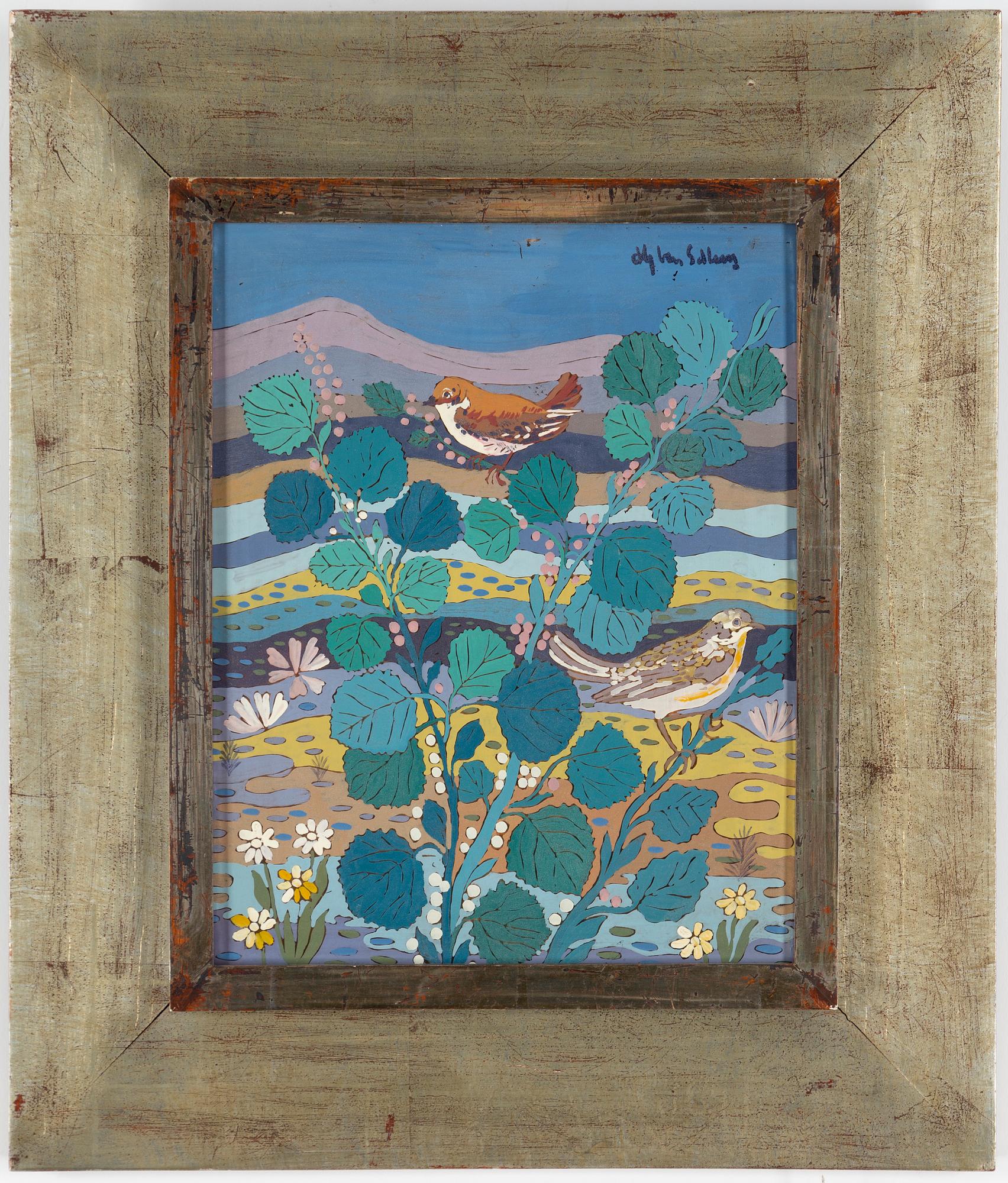 ALY BEN SALEM, mixed media on glass, signed.