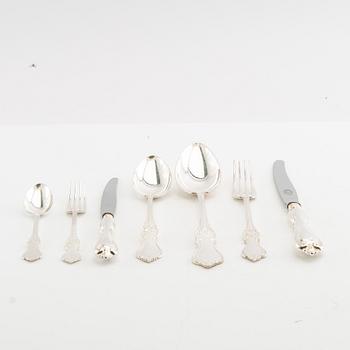 Cutlery, 86 dlr "Olga" silver CG Hallberg Stockholm 1950s.