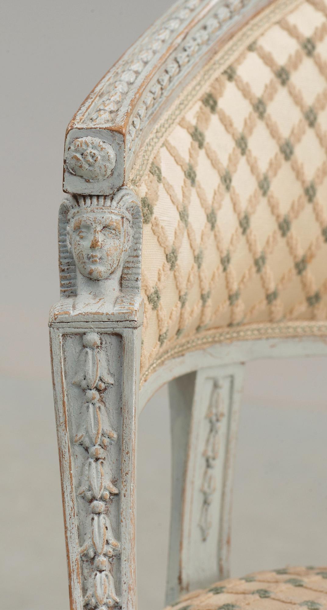 A pair of late Gustavian armchairs by E Ståhl, master 1794.