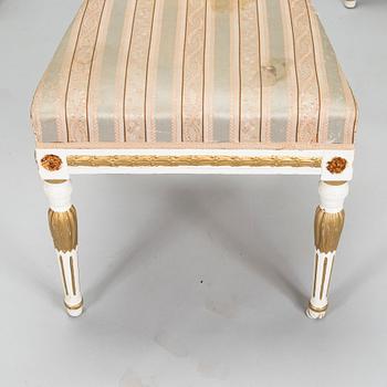 A late Gustavian style sofa and four chairs, early 20th century.