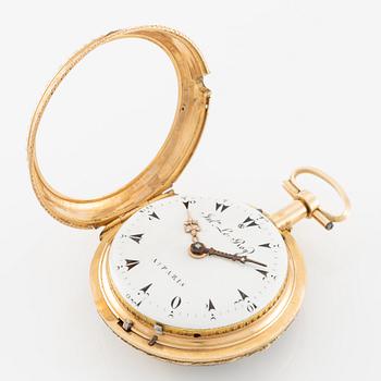 A gold, pearl and enamel Turkish market repeater pocket watch by Julien Le Roy à Paris, early 19th century.