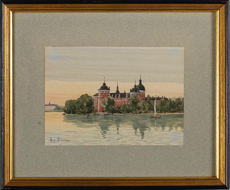 AKVARELLER, 6 st, bl a August Olsson, 1900-talets första hälft.