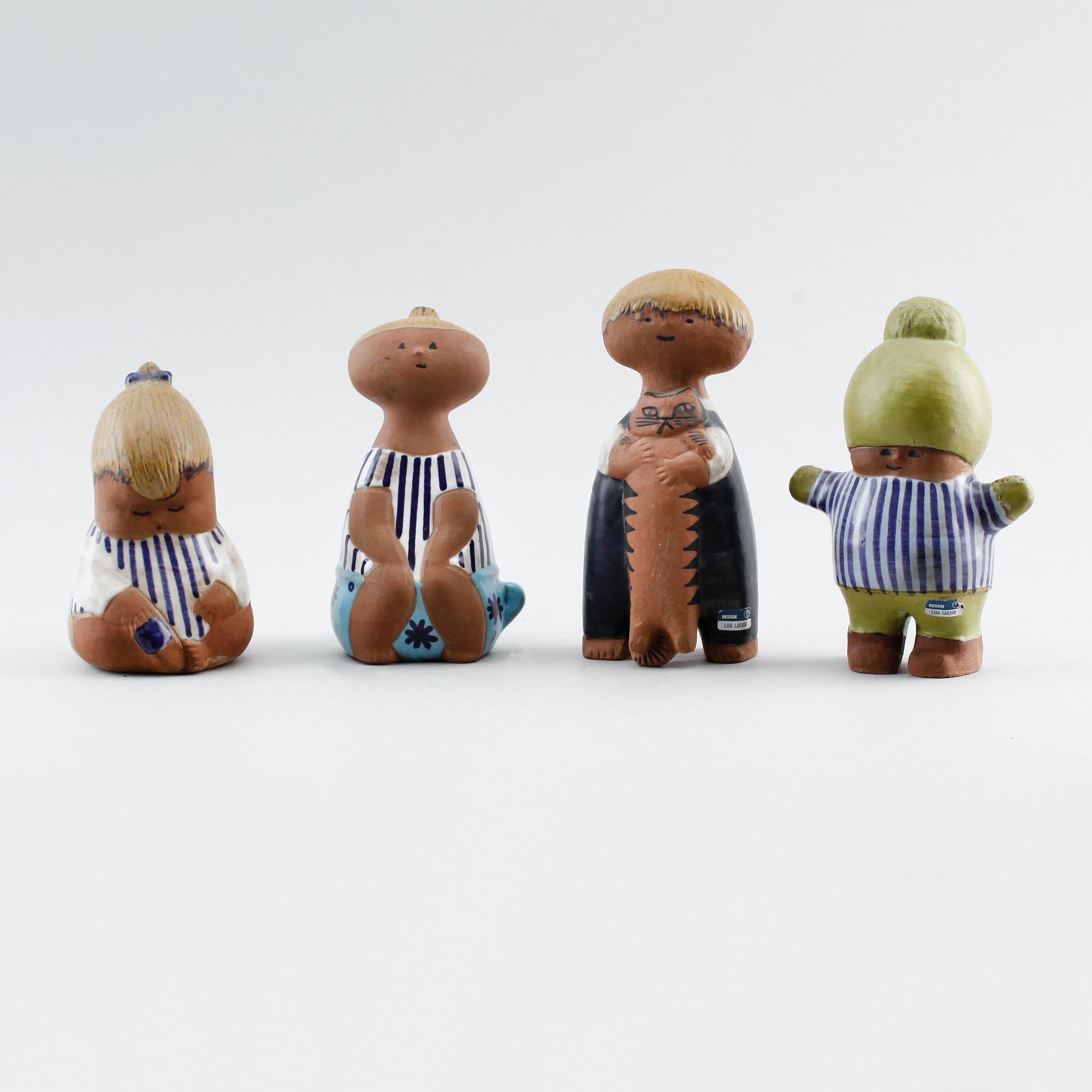FIGURER, 4 st, stengods, Lisa Larson, Gustavsberg.