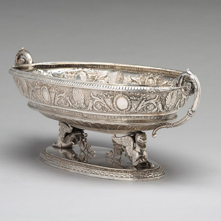 Jardiniere, silver, fantasistämplar, Hanau 1800-talets slut / 1900-talets början, sannolikt. Empire-stil.