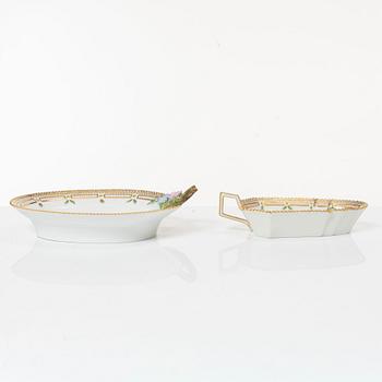Two Royal Copenhagen 'Flora Danica' porcelain dishes, Denmark, 1940s and 60s.