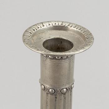 2+1 swedish pewter candlesticks, mark of Martin Gustaf Moberg, Jönköping 1791-93.